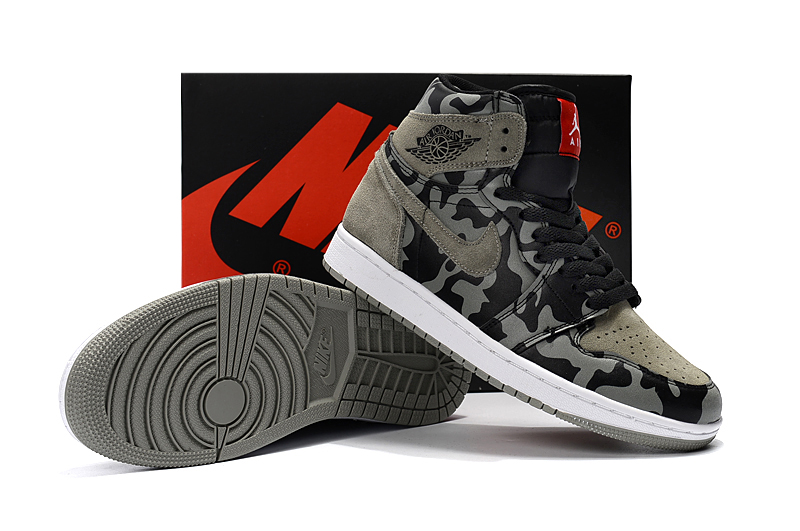 2017 Men Jordan 1 Camo Black Shoes